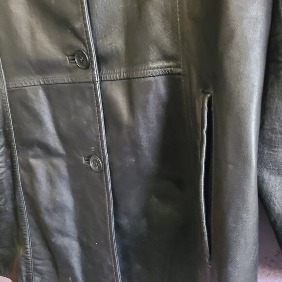 Kenneth Cole Reaction Y2K Soft Black Leather Lined Jacket Blazer Women's L - Picture 4 of 11